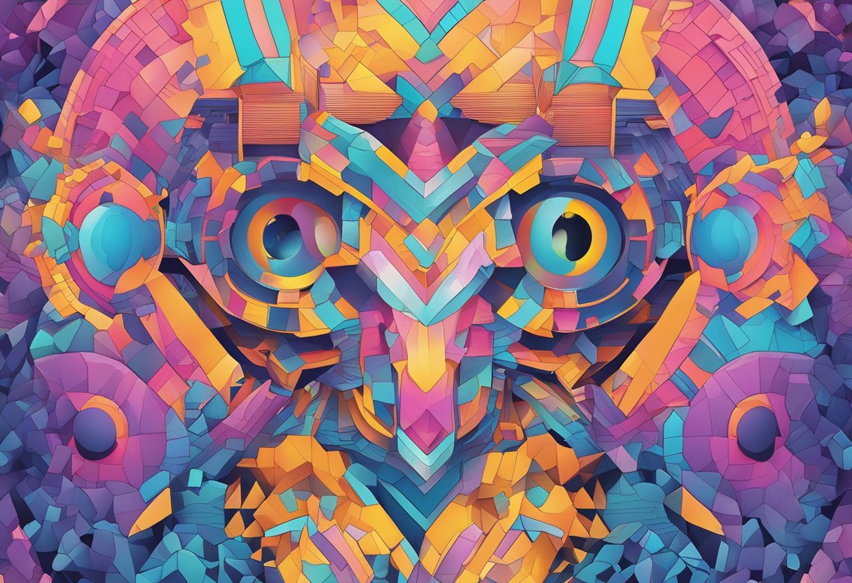 A digital artist using AI tools to create a vibrant and detailed artwork, with colorful patterns and textures being generated by the AI software