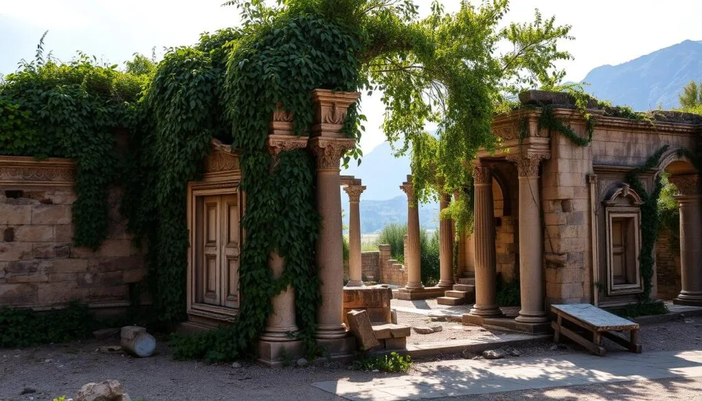 Elementos en antiguas ruinas