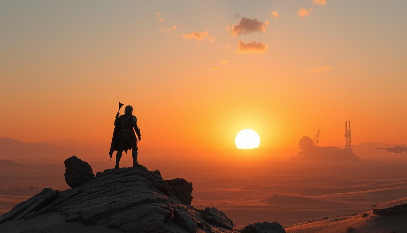 Mejores Prompts para Crear Imágenes de The Mandalorian con IA 1 Prompt para crear imagen de The Mandalorian