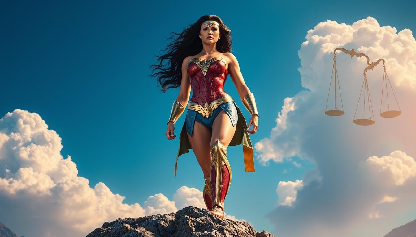 Mejores Prompts para Crear Imágenes de Wonder Woman con IA 1 Prompt para crear imagen de Wonder Woman