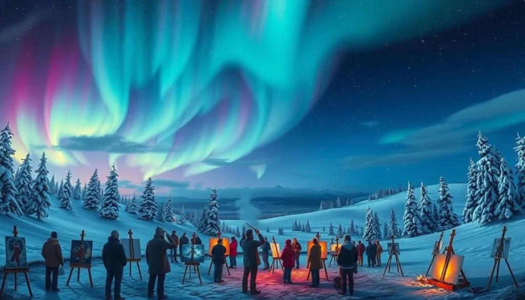 comunidad de artistas y auroras boreales