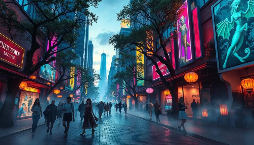 ejemplos de prompts en escenas de fantasía urbana