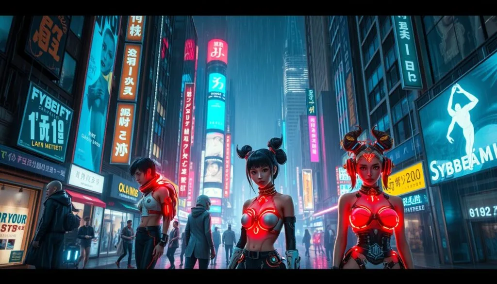 ejemplos de prompts para ilustraciones cyberpunk
