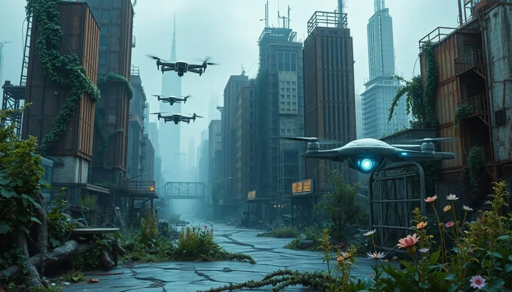 elementos naturales y tecnológicos en contrastes intrigantes