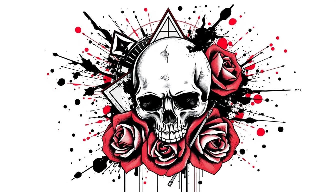 prompt para crear diseños de tatuajes estilo trash polka con IA