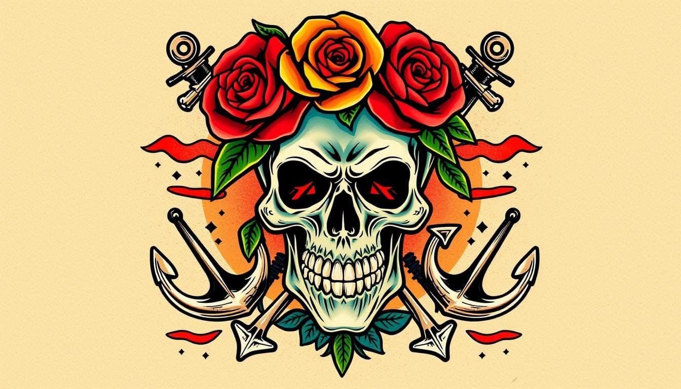 Mejores Prompts para Crear Diseños de Tatuajes Old School con IA 1 prompt para crear diseños de tatuajes old school