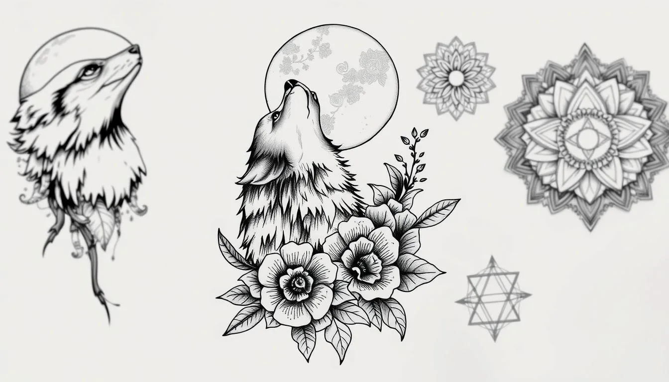 prompt para crear diseños de tatuajes realistas en blanco y negro