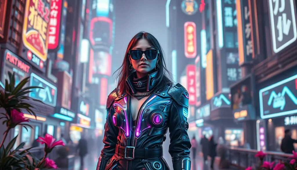 prompt para crear ilustraciones de moda cyberpunk con IA