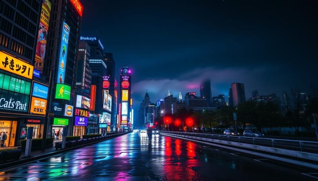 Mejores Prompts para Crear Paisajes Urbanos Nocturnos con IA 1 prompt para crear paisajes urbanos nocturnos con IA