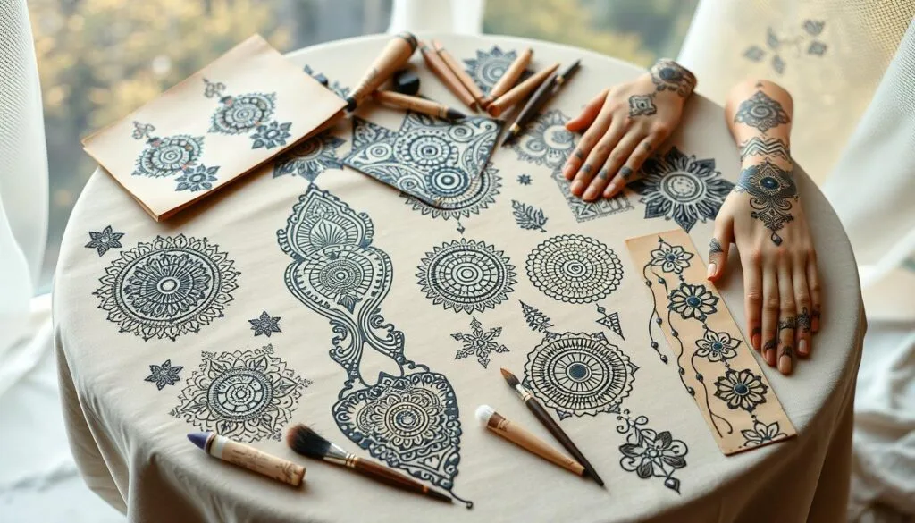 tabla de prompts para arte con henna