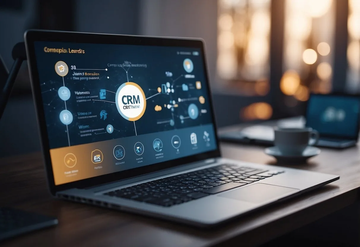 A computer screen showing Pipeliner CRM with AI tools generating leads