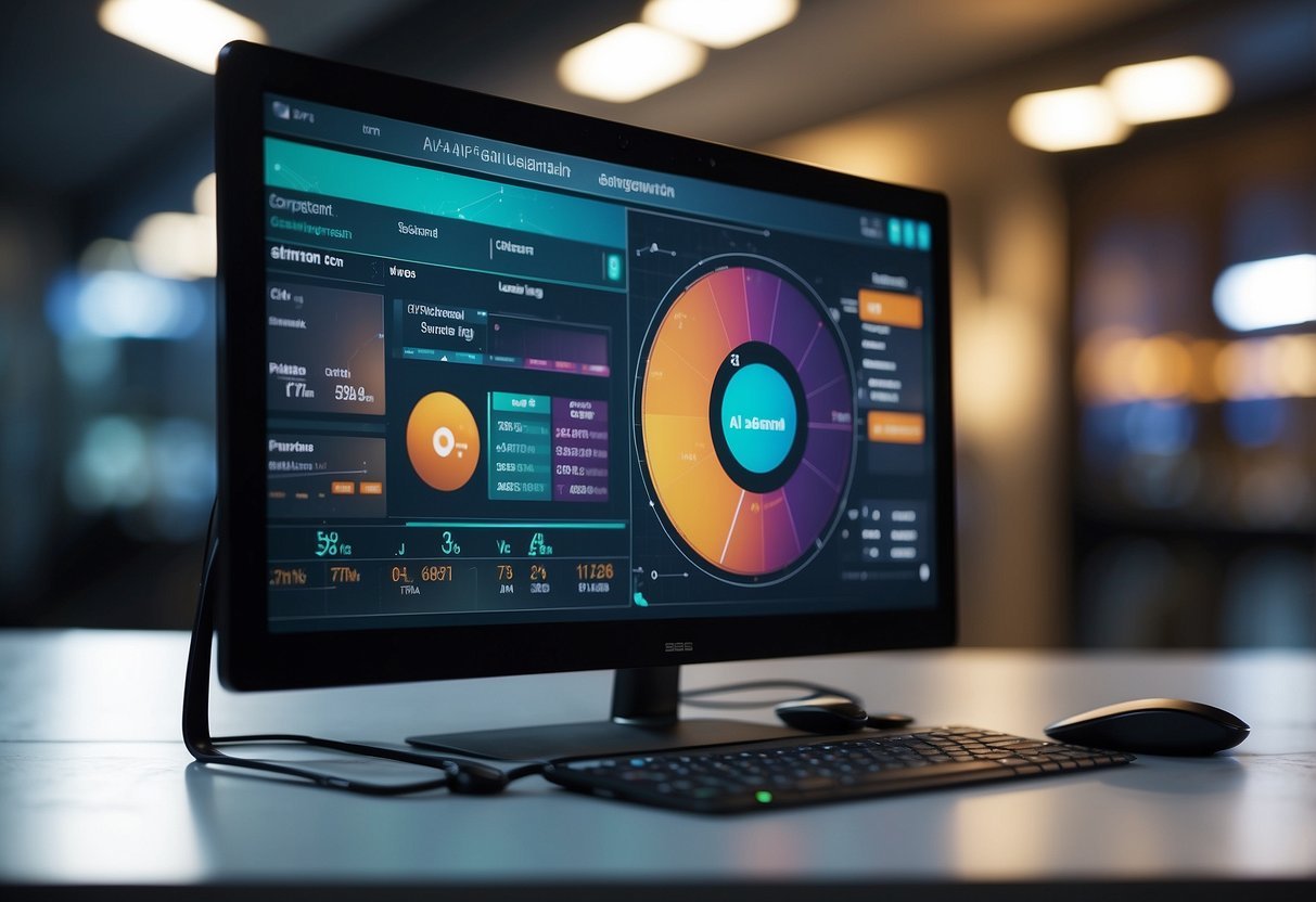 A vibrant computer screen displaying AI tools for lead generation by Freshsales