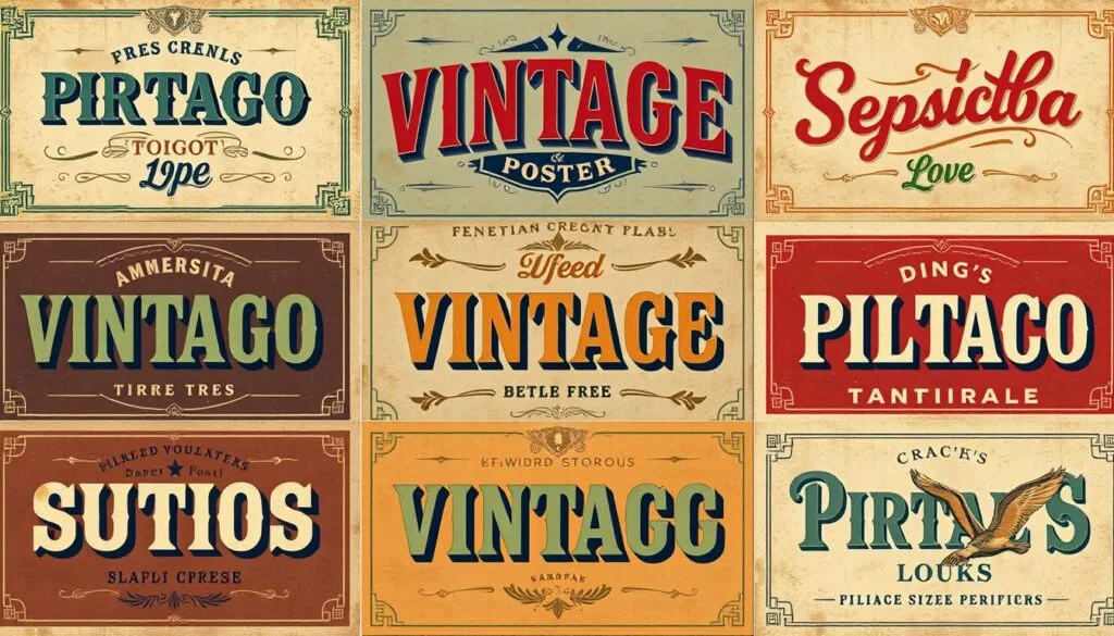 Características de carteles vintage, tipografía retro, colores vintage Características de carteles vintage, tipografía retro, colores vintage