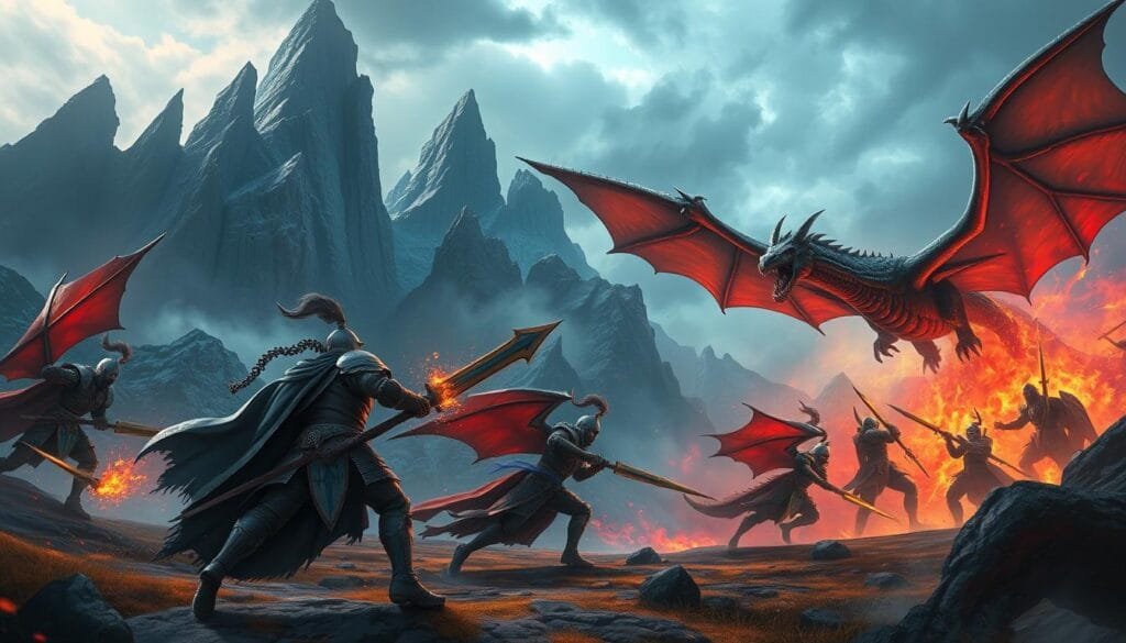 ejemplos de prompts de fantasía y batallas futuristas