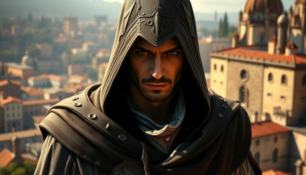 ejemplos de prompts para retratos de Ezio