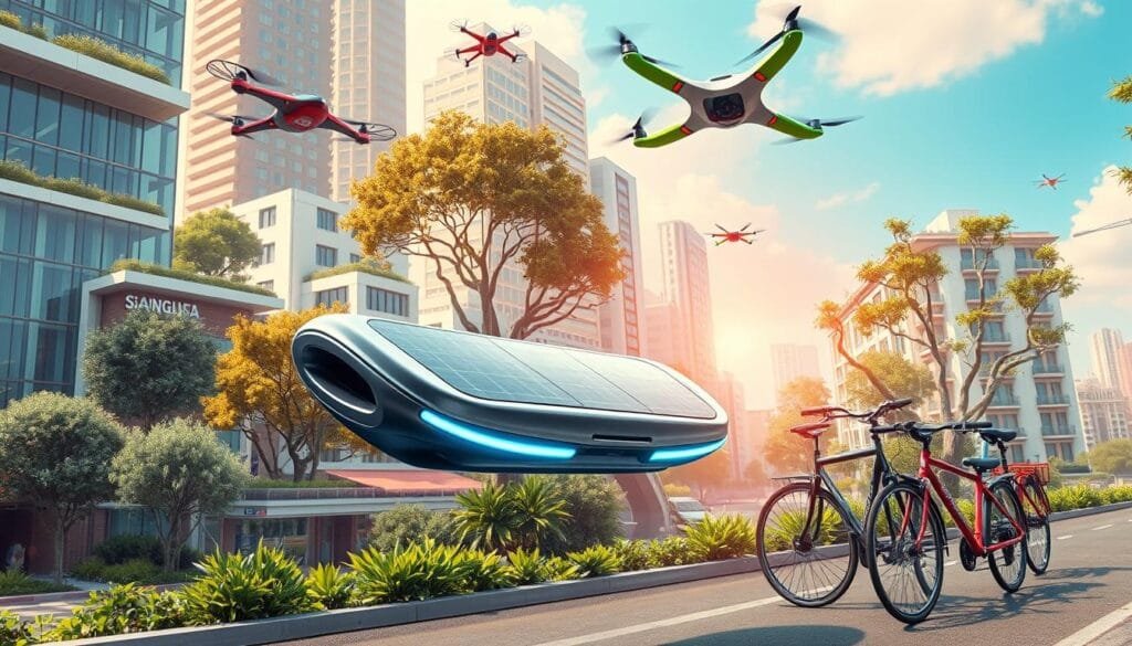 ejemplos de prompts y ilustraciones de transportes