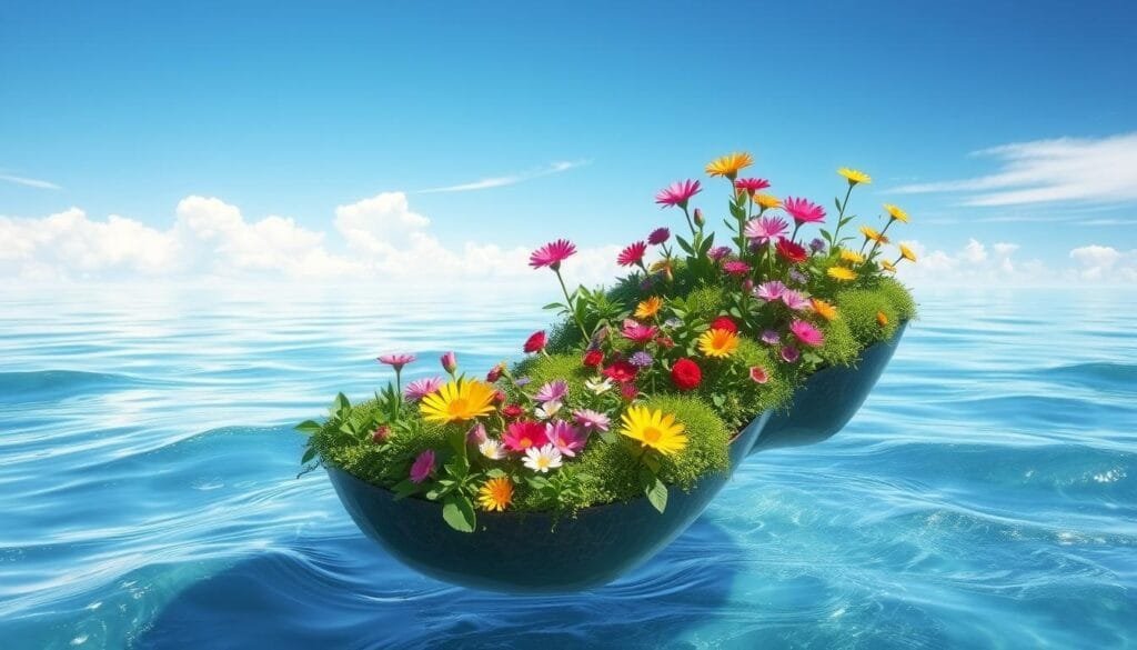 ilustraciones de jardines flotantes