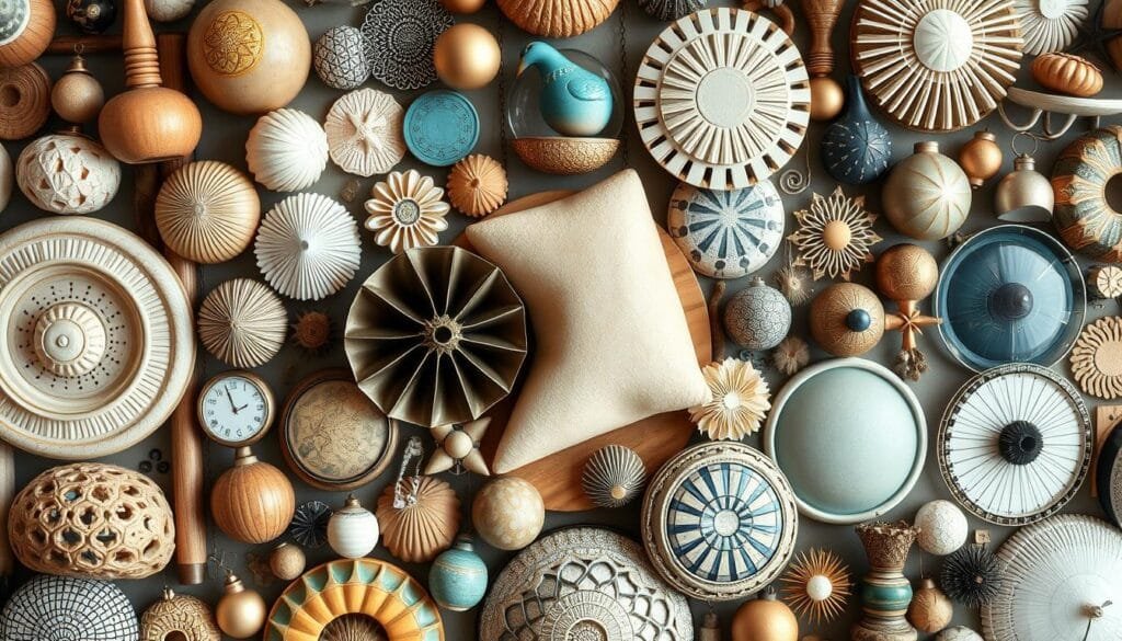 integración elementos visuales diseño objetos de colección