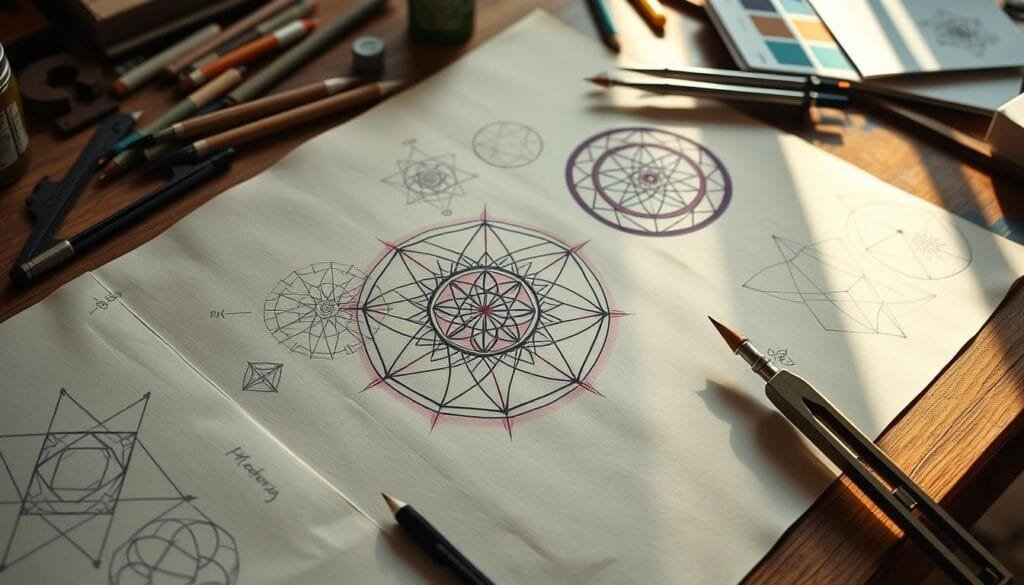 proceso de diseño de tatuajes de geometría sagrada