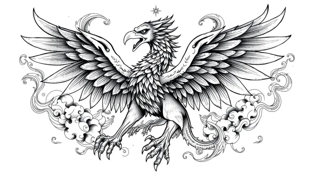 prompts de diseños de tatuajes de animales mitológicos