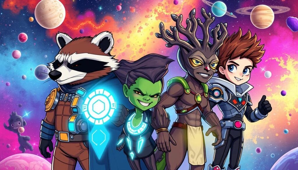 prompts específicos para crear imagen de personajes de Guardians