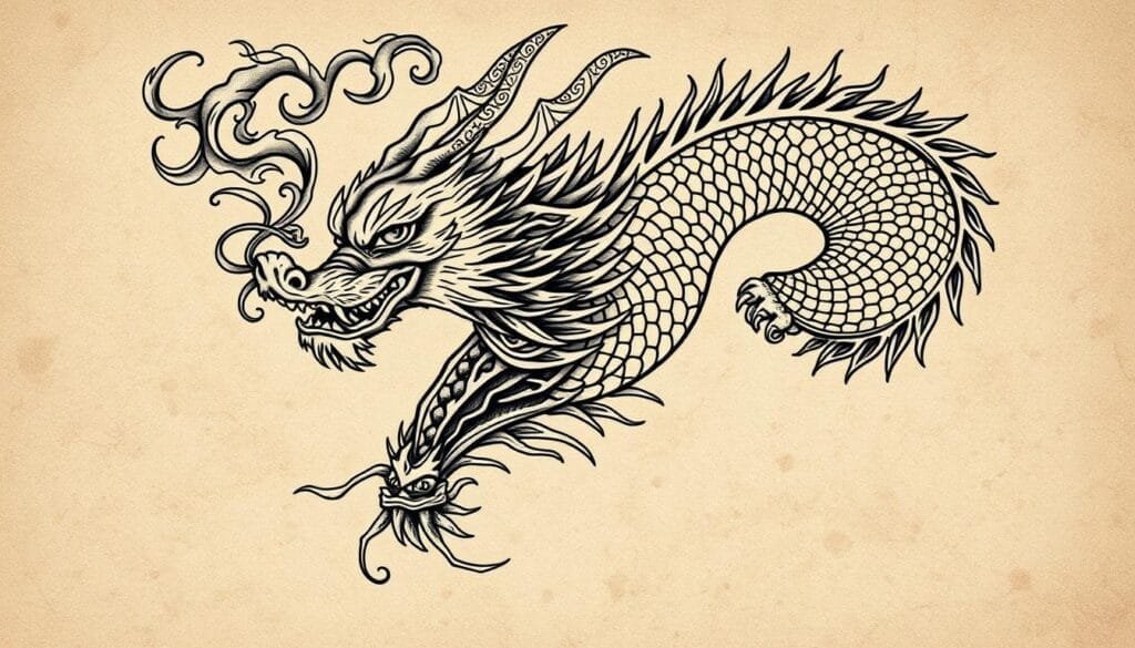 prompts para crear diseños de tatuajes de dragones con ia