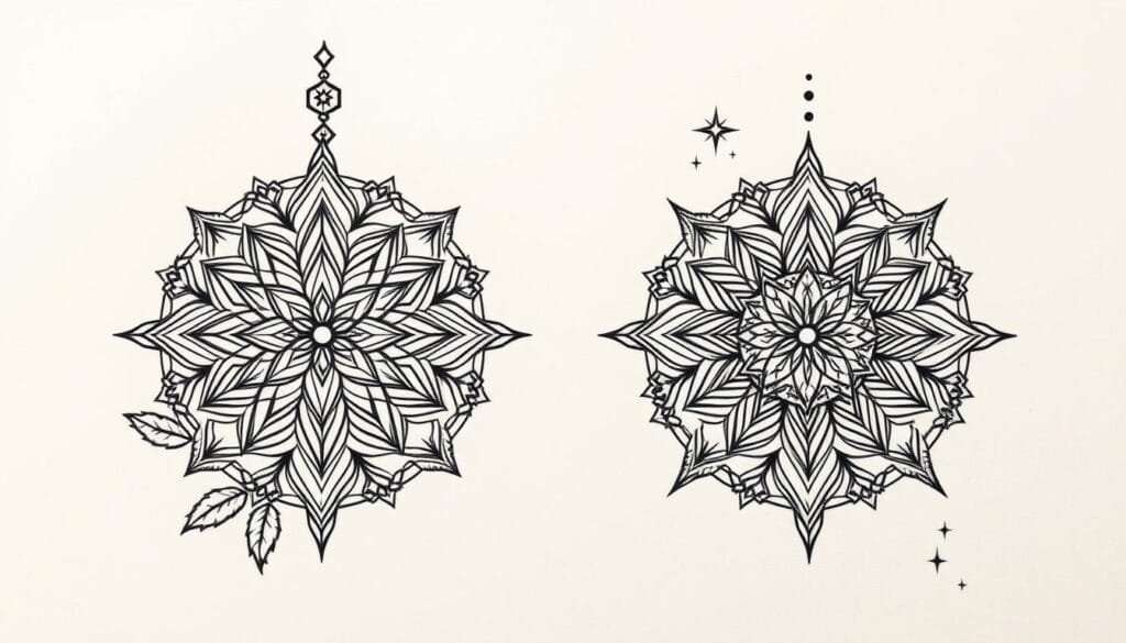 prompts para crear diseños de tatuajes de geometría sagrada con ia