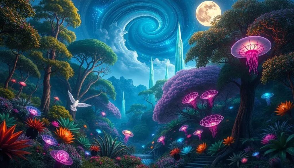 prompts para crear ilustraciones de ecosistemas fantásticos con ia