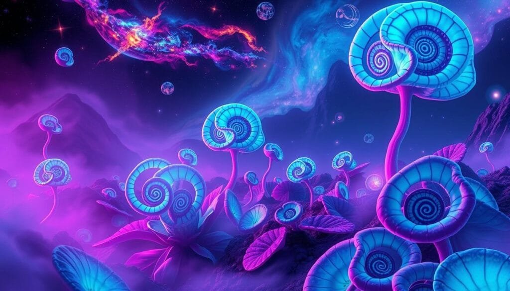 prompts para crear ilustraciones de flora alienígena con ia