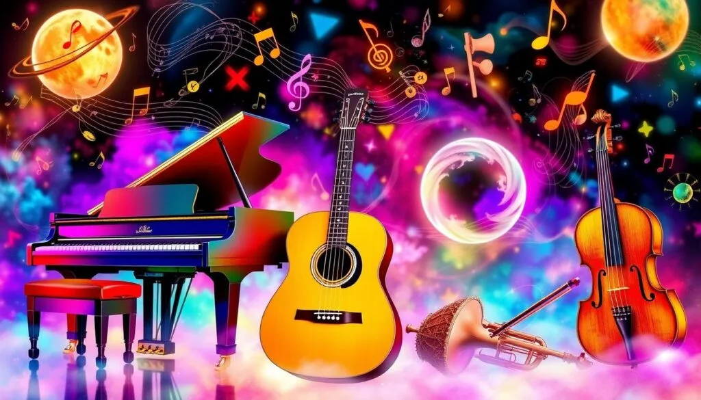 prompts para crear ilustraciones de instrumentos musicales con ia