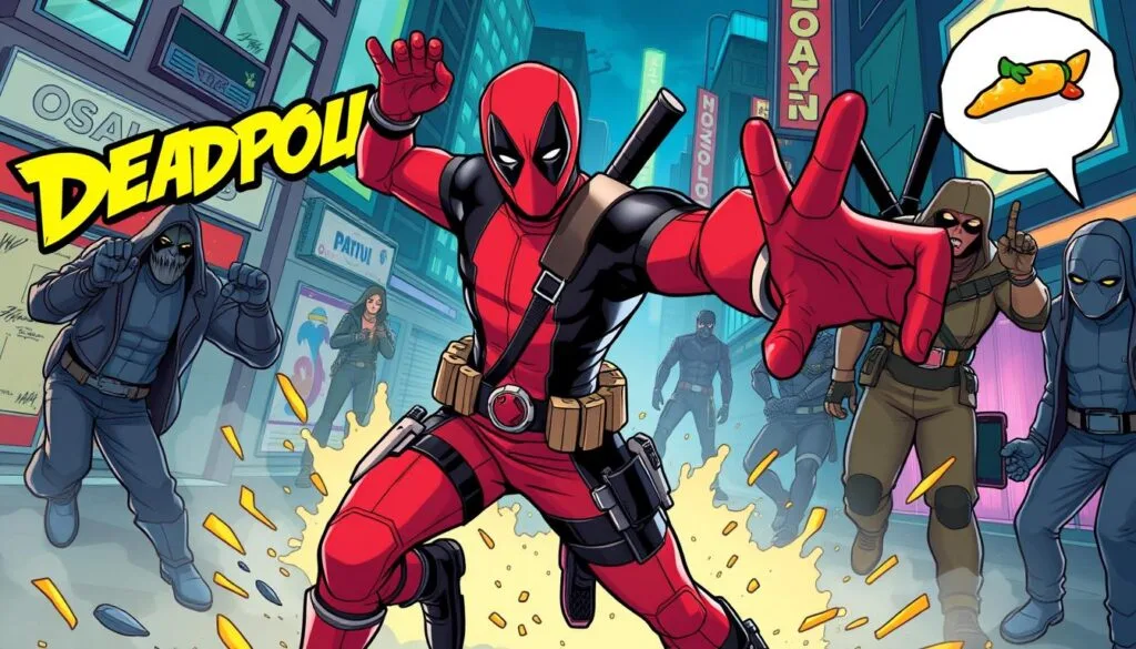 prompts para crear imagen de personajes de Deadpool con ia