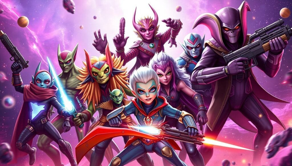 prompts para crear imagen de personajes de Guardians of the Galaxy con ia