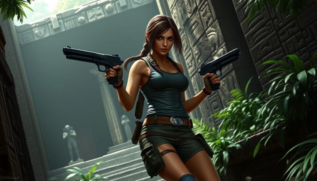 prompts para crear imagen de personajes de Lara Croft de Tomb Raider con ia
