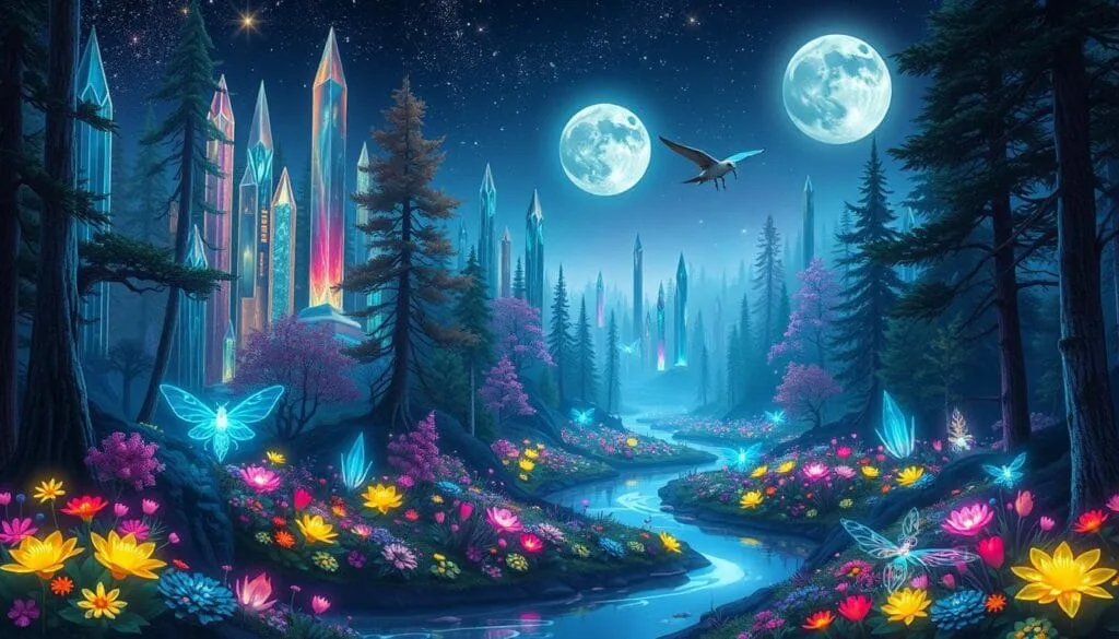 prompts para ilustraciones de ecosistemas fantásticos