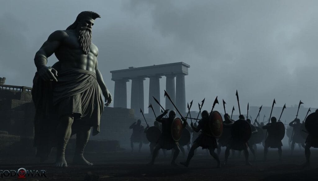 A dimly lit, gritty scene showcasing common mistakes made in prompts for God of War-inspired images. In the foreground, a colossal, poorly-detailed statue of the Greek god Zeus dominates the frame, its proportions and features distorted. In the middle ground, a group of shoddy, cartoonish hoplites engage in clumsy battle, their movements stiff and unnatural. The background is shrouded in a hazy, indistinct landscape, with towering, generic Greek columns and a gray, overcast sky. The overall atmosphere is one of amateurish execution, a cautionary tale of the pitfalls awaiting those who do not craft their prompts with care and attention to detail. A dimly lit, gritty scene showcasing common mistakes made in prompts for God of War-inspired images. In the foreground, a colossal, poorly-detailed statue of the Greek god Zeus dominates the frame, its proportions and features distorted. In the middle ground, a group of shoddy, cartoonish hoplites engage in clumsy battle, their movements stiff and unnatural. The background is shrouded in a hazy, indistinct landscape, with towering, generic Greek columns and a gray, overcast sky. The overall atmosphere is one of amateurish execution, a cautionary tale of the pitfalls awaiting those who do not craft their prompts with care and attention to detail.