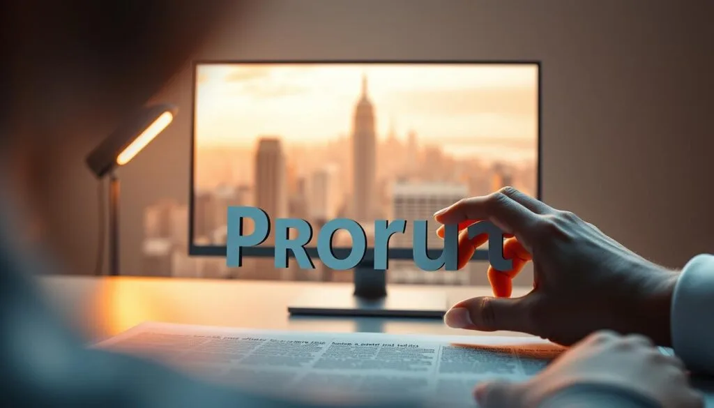 A meticulously crafted digital artwork depicting the art of prompt refinement. In the foreground, a skilled prompt engineer's hands delicately manipulate the text of a prompt, each word carefully selected and positioned. The middle ground features a serene, minimalist workspace with a sleek computer monitor displaying the evolving AI-generated image. The background reveals a softly blurred cityscape, conveying a sense of tranquility and focus. Warm, diffused lighting bathes the scene, evoking a mood of thoughtful contemplation. Rendered with a high degree of photorealism, the image showcases the precision, patience, and iterative process involved in honing prompts to achieve elite-level AI-generated visuals.