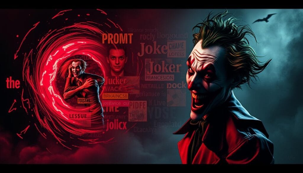 A surreal, gritty scene depicting common pitfalls encountered when crafting Joker-inspired prompts for AI image generation. In the foreground, a distorted, manic Joker figure emerges from a swirling, neon-tinged vortex, his face a jarring amalgamation of exaggerated features. The middle ground shows a collage of fragmented prompt elements - disjointed words, clashing color palettes, and incongruous visual references - hinting at the challenges of striking the right balance. The background is shrouded in a hazy, atmospheric gloom, conveying the sense of frustration and creative roadblocks. Dramatic chiaroscuro lighting casts dramatic shadows, amplifying the ominous, unsettling mood. The overall composition and visual style evoke a nightmarish, surreal quality, reflecting the perils of prompt engineering for Joker-themed imagery. A surreal, gritty scene depicting common pitfalls encountered when crafting Joker-inspired prompts for AI image generation. In the foreground, a distorted, manic Joker figure emerges from a swirling, neon-tinged vortex, his face a jarring amalgamation of exaggerated features. The middle ground shows a collage of fragmented prompt elements - disjointed words, clashing color palettes, and incongruous visual references - hinting at the challenges of striking the right balance. The background is shrouded in a hazy, atmospheric gloom, conveying the sense of frustration and creative roadblocks. Dramatic chiaroscuro lighting casts dramatic shadows, amplifying the ominous, unsettling mood. The overall composition and visual style evoke a nightmarish, surreal quality, reflecting the perils of prompt engineering for Joker-themed imagery.