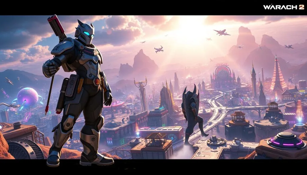 A vibrant, hyperrealistic scene depicting the power of AI-generated art for Overwatch 2. In the foreground, a heroic Overwatch character stands tall, their dynamic pose and intricate details showcasing the impressive capabilities of AI-driven image creation. The middle ground features a dazzling array of colorful Overwatch-inspired elements, from iconic weapons and gadgets to futuristic cityscapes and dynamic combat sequences. The background is a breathtaking landscape, with dramatic lighting and atmospheric effects that immerse the viewer in the Overwatch universe. The overall composition conveys a sense of awe and wonder at the potential of AI to bring this beloved franchise to life in stunning visual detail.