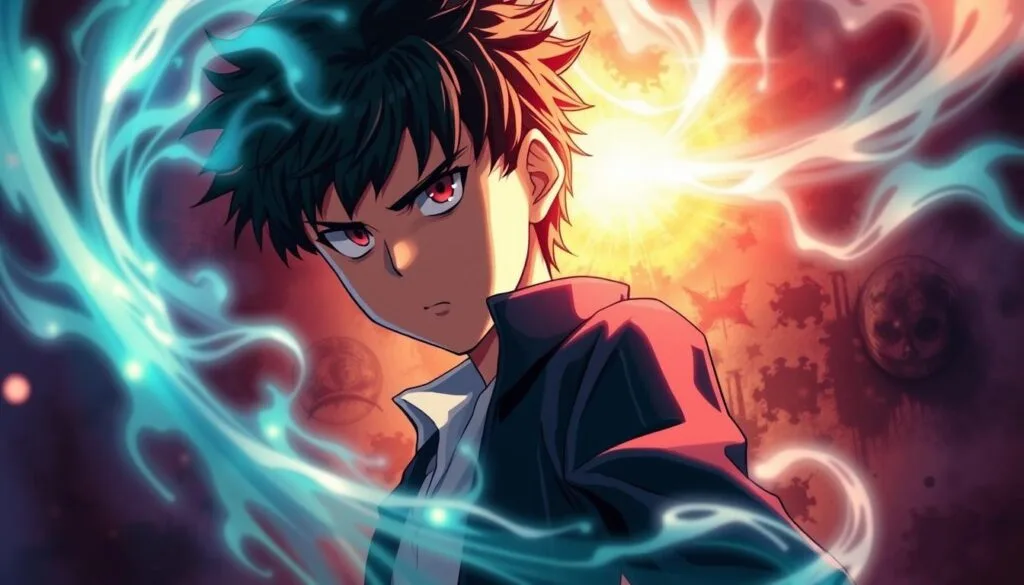 A vivid, detailed illustration of the main character from the anime series Mob Psycho 100, showcasing his powerful psychic abilities. The foreground features Mob, a young boy with an intense, focused expression, surrounded by swirling psychic energy and ethereal effects. The middle ground includes a mysterious, abstract background with subtle, otherworldly elements that complement the supernatural theme. The lighting is dramatic, with a mix of warm and cool tones that create a sense of depth and atmosphere. The overall mood is one of raw, unbridled power and the fundamental essence of the Mob Psycho 100 series. A vivid, detailed illustration of the main character from the anime series Mob Psycho 100, showcasing his powerful psychic abilities. The foreground features Mob, a young boy with an intense, focused expression, surrounded by swirling psychic energy and ethereal effects. The middle ground includes a mysterious, abstract background with subtle, otherworldly elements that complement the supernatural theme. The lighting is dramatic, with a mix of warm and cool tones that create a sense of depth and atmosphere. The overall mood is one of raw, unbridled power and the fundamental essence of the Mob Psycho 100 series.