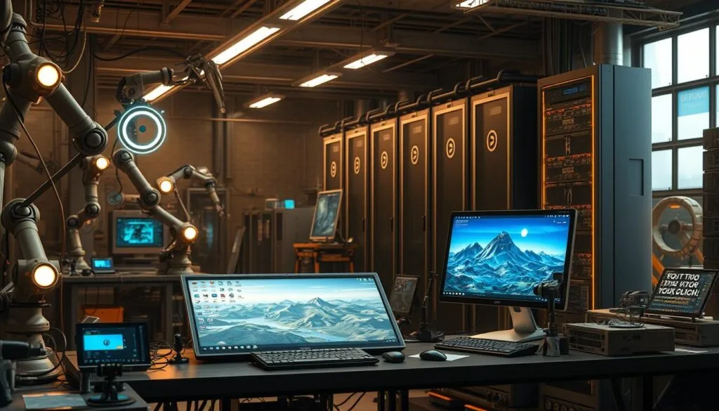 An expansive workshop filled with an array of specialized AI tools, each designed to aid Elden Ring enthusiasts in their creative explorations. Intricate robotic arms and holographic interfaces populate the scene, casting a warm glow across the space. In the foreground, a sleek, futuristic workstation displays a stunning 3D rendering of the Lands Between, while in the background, towering server racks hum with the processing power required to generate breathtaking imagery. The atmosphere is one of technological innovation and dedication to the craft, inspiring a sense of wonder and possibility for those who seek to harness the power of AI to bring their Elden Ring visions to life. An expansive workshop filled with an array of specialized AI tools, each designed to aid Elden Ring enthusiasts in their creative explorations. Intricate robotic arms and holographic interfaces populate the scene, casting a warm glow across the space. In the foreground, a sleek, futuristic workstation displays a stunning 3D rendering of the Lands Between, while in the background, towering server racks hum with the processing power required to generate breathtaking imagery. The atmosphere is one of technological innovation and dedication to the craft, inspiring a sense of wonder and possibility for those who seek to harness the power of AI to bring their Elden Ring visions to life.