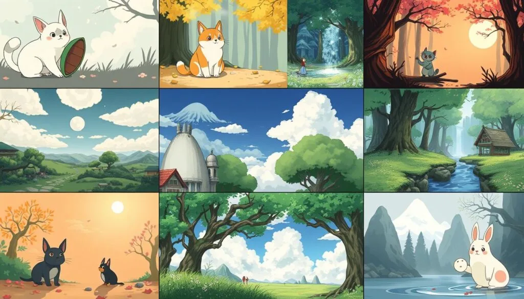 Collage de ideas creativas para imágenes estilo Studio Ghibli Collage de ideas creativas para imágenes estilo Studio Ghibli