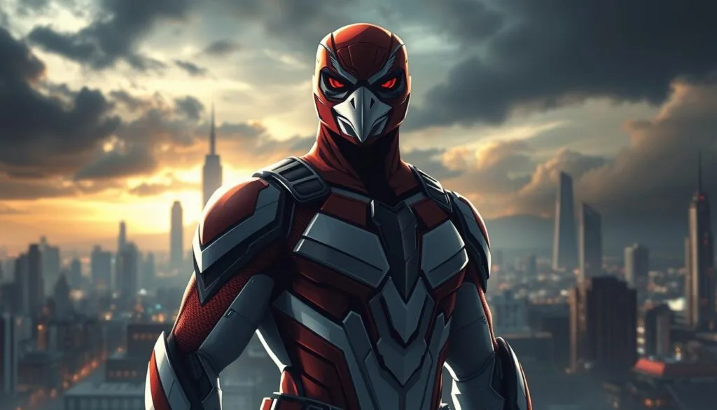 Prompt A realistic illustration of an effective prompt for generating images of Falcon, a popular superhero character. The prompt should showcase a well-lit, detailed portrait of Falcon in the foreground, with a futuristic cityscape in the middle ground and a dramatic, moody sky in the background. Falcon should be depicted in his iconic red and white costume, with a sharp, determined expression on his face. The lighting should create a dynamic, cinematic effect, with shadows and highlights accentuating the hero's muscular physique and the sleek, high-tech details of his suit. The overall atmosphere should convey a sense of power, action, and heroism, reflecting the subject matter of the article section "Prompts para Crear Imágenes de Falcon con IA: Fundamentos Básicos". Prompt A realistic illustration of an effective prompt for generating images of Falcon, a popular superhero character. The prompt should showcase a well-lit, detailed portrait of Falcon in the foreground, with a futuristic cityscape in the middle ground and a dramatic, moody sky in the background. Falcon should be depicted in his iconic red and white costume, with a sharp, determined expression on his face. The lighting should create a dynamic, cinematic effect, with shadows and highlights accentuating the hero's muscular physique and the sleek, high-tech details of his suit. The overall atmosphere should convey a sense of power, action, and heroism, reflecting the subject matter of the article section "Prompts para Crear Imágenes de Falcon con IA: Fundamentos Básicos".