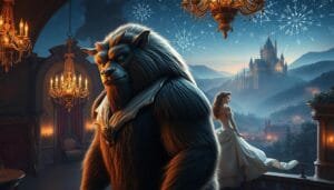 Prompts para Crear Imágenes de La Bella y la Bestia con IA